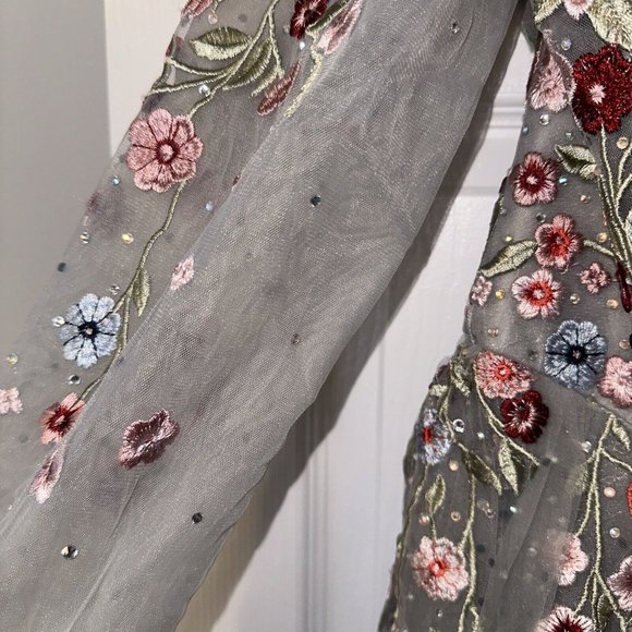 NWOT MAC DUGGAL MOTHER OF THE BRIDE EMBROIDERED ILLUSION PLATINUM GOWN 11241‎ - Picture 5 of 7